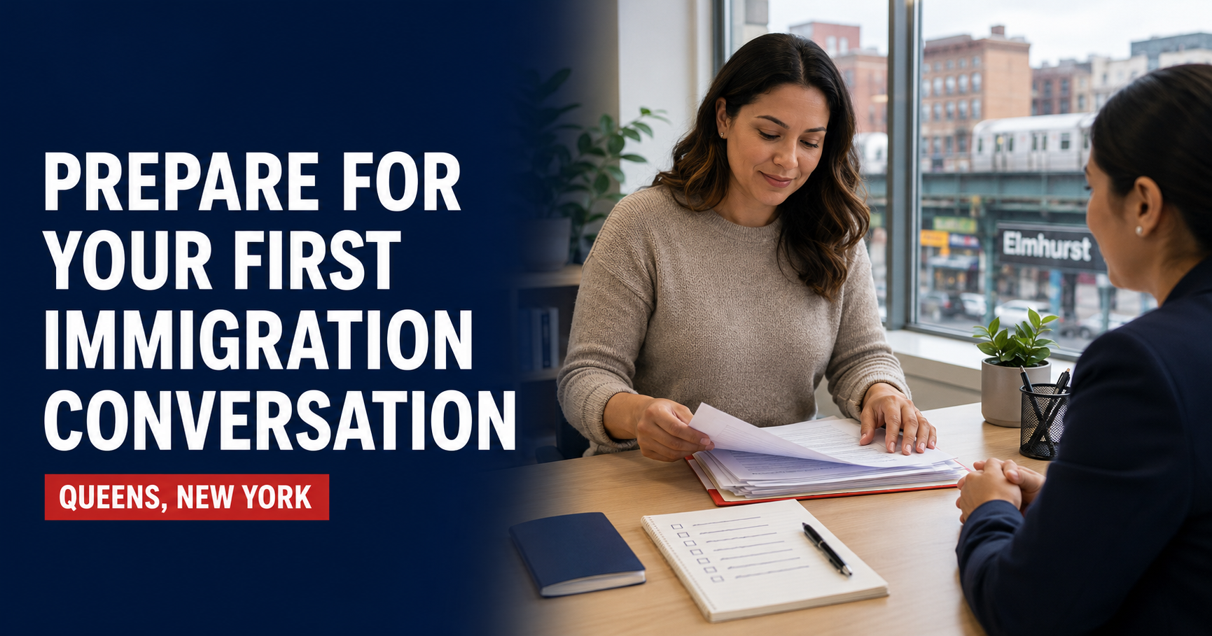 Preparing documents for a first immigration support conversation in Queens, New York
